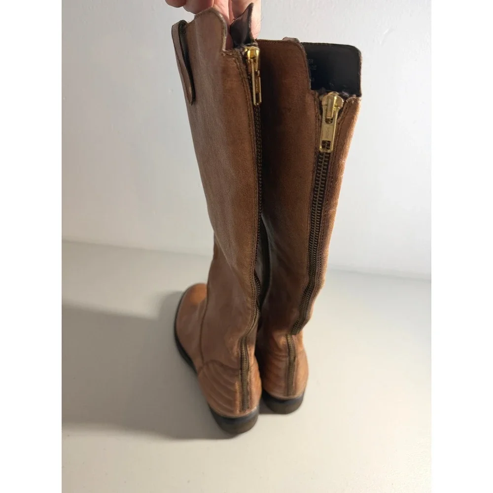 Steve Madden Arriesw Genuine Leather Knee High Riding Boots 7 Full Zip‎